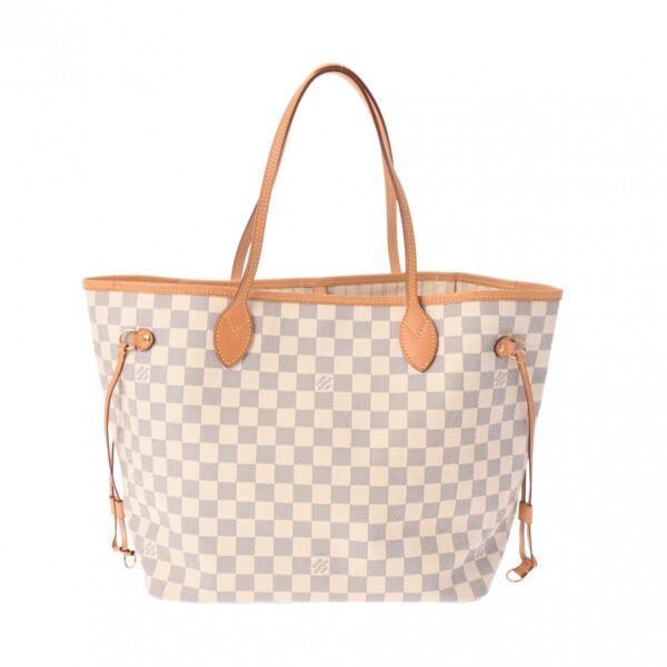 800000126693000 1 Louis Vuitton Neverfull MM Damier Azur Tote Bag White