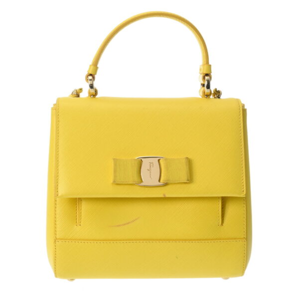 800000127329000 1 Ferragamo Vara 2WAY Leather Handbag Yellow