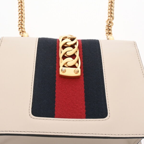 800000127343000 9 Gucci Sylvie Mini Leather Chain Shoulder Bag White