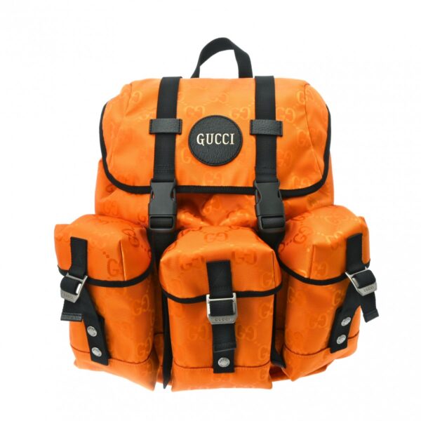 800000127354000 1 Gucci GG Pattern Nylon Backpack Orange