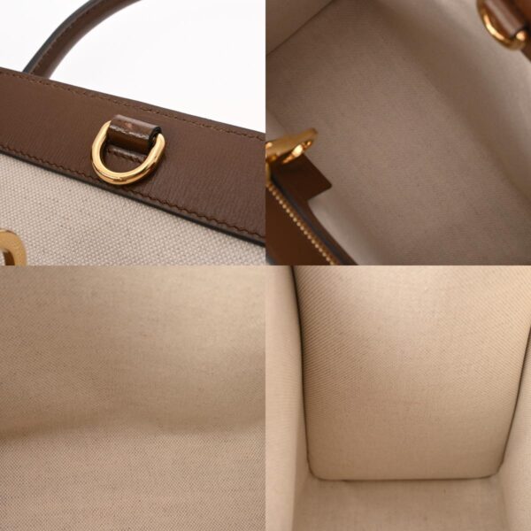 800000127612000 13 c Gucci GG Supreme Small Leather Tote Bag Beige Brown