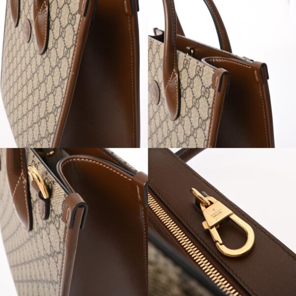 800000127612000 9 c Gucci GG Supreme Small Leather Tote Bag Beige Brown