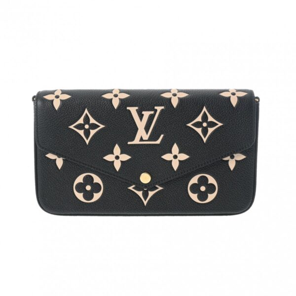 800000127988000 1 Louis Vuitton Empreinte Pochette Felicie Leather Shoulder Bag Black