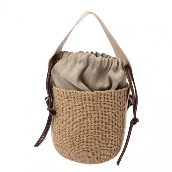 800000128099000 1 Chloe Woody Small Basket Paper Linen Beige