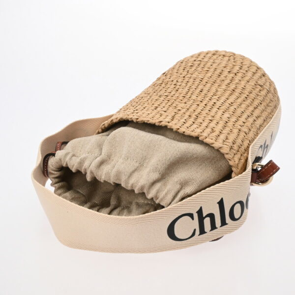 800000128099000 4 Chloe Woody Small Basket Paper Linen Beige