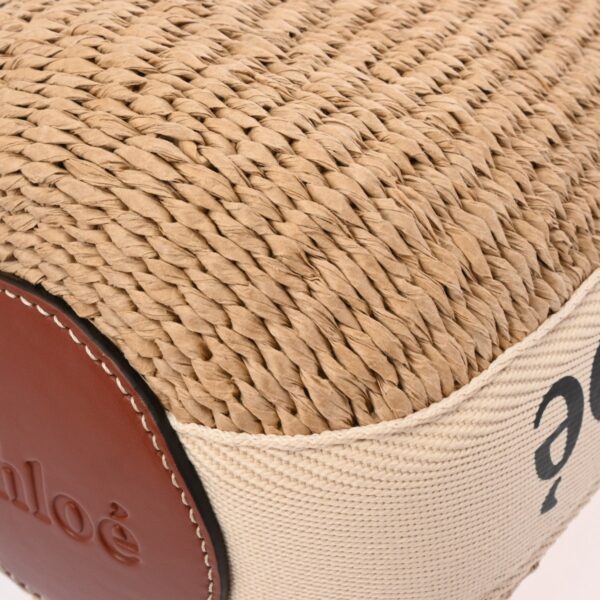 800000128099000 7 Chloe Woody Small Basket Paper Linen Beige