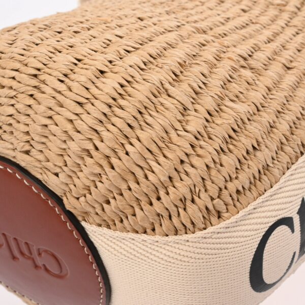 800000128099000 9 Chloe Woody Small Basket Paper Linen Beige