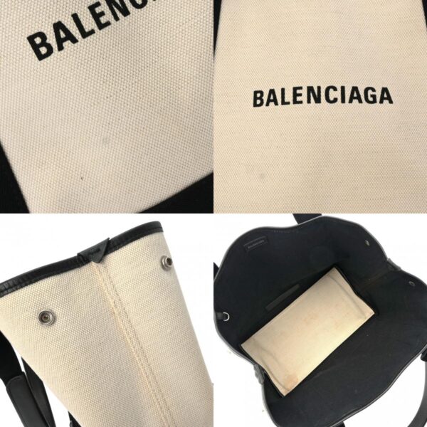 800000128202000 16 c Balenciaga Navy Cabas S Leather Handbag White Black