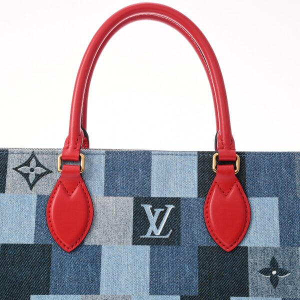 800000128297000 10 Louis Vuitton On the Go GM 2WAY Denim Leather Tote Bag Blue