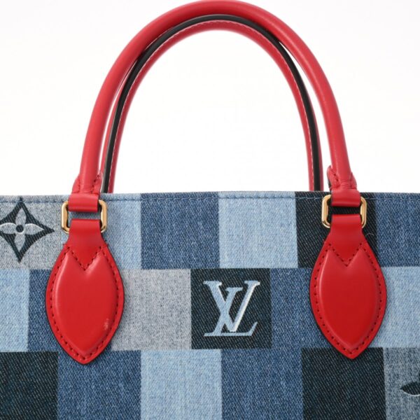 800000128297000 9 Louis Vuitton On the Go GM 2WAY Denim Leather Tote Bag Blue