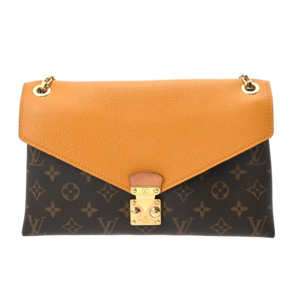 800000128313000 1 Louis Vuitton Pallas Chain Monogram Shoulder Bag Saffron