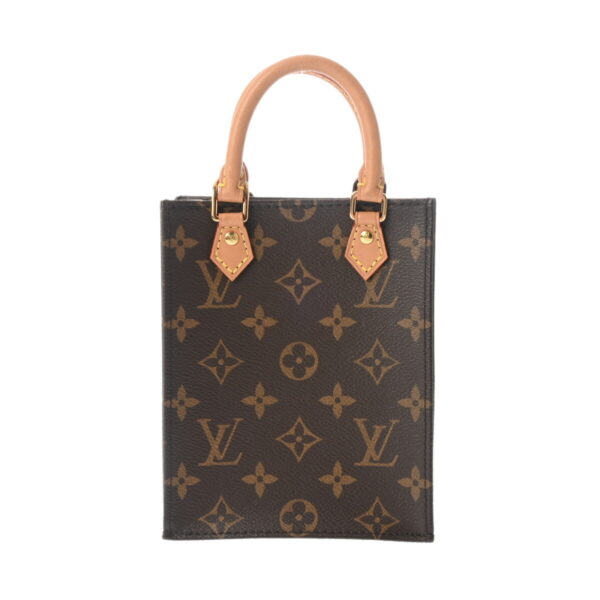 800000128442000 1 Louis Vuitton Monogram Petite Sac Plat 2WAY Handbag Brown