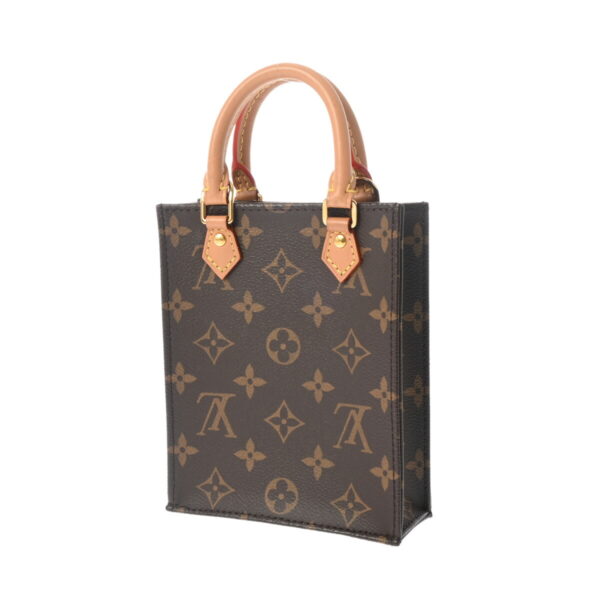 800000128442000 2 Louis Vuitton Monogram Petite Sac Plat 2WAY Handbag Brown