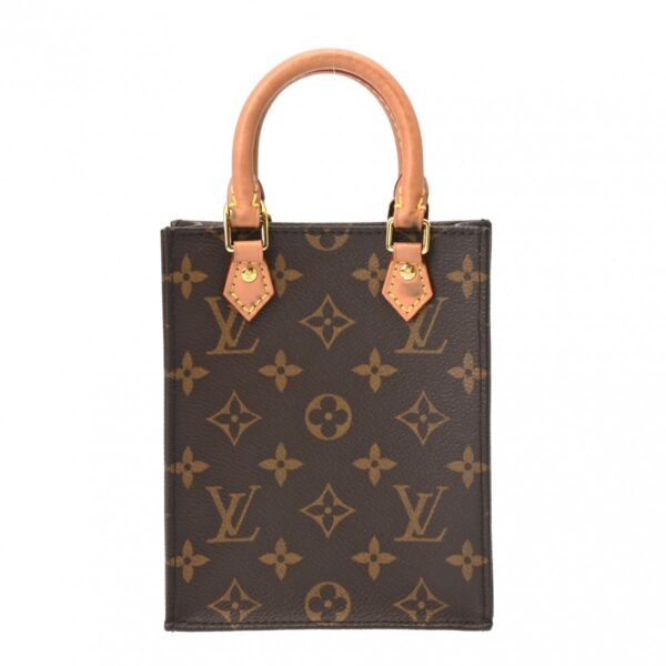 800000128661000 1 Louis Vuitton Monogram Petite Sac Plat 2WAY Handbag Brown