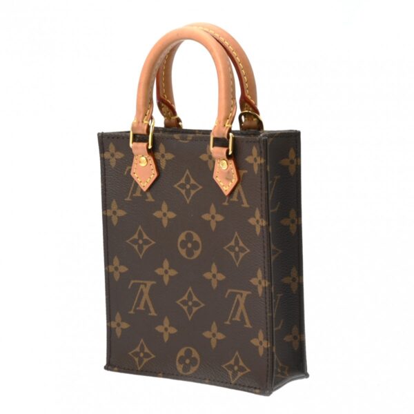 800000128661000 2 Louis Vuitton Monogram Petite Sac Plat 2WAY Handbag Brown