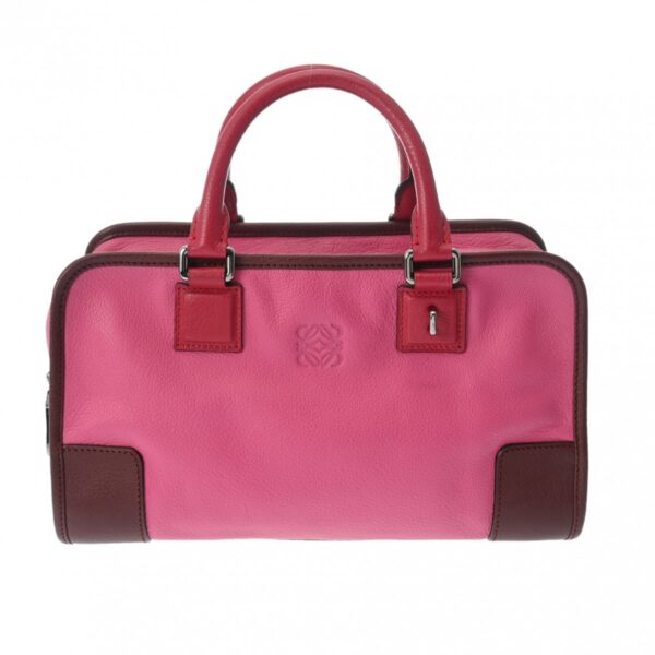 800000128712000 1 Loewe Amazona 28 Tricolor 2WAY Calf Handbag Pink Red Bordeaux