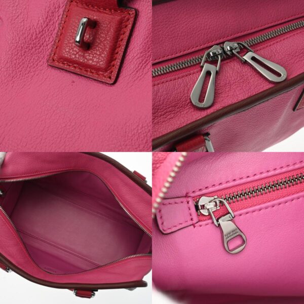 800000128712000 11 c Loewe Amazona 28 Tricolor 2WAY Calf Handbag Pink Red Bordeaux