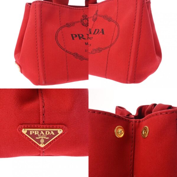 800000128713000 15 c Prada Canapa Mini Tote Denim Handbag Red