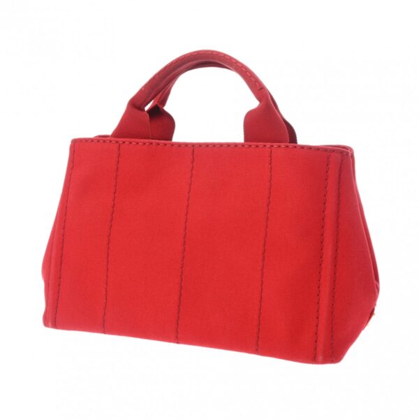 800000128713000 2 Prada Canapa Mini Tote Denim Handbag Red