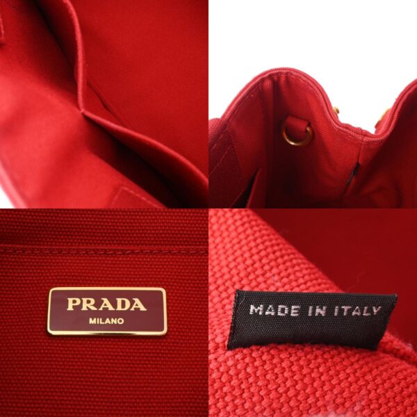 800000128713000 23 c Prada Canapa Mini Tote Denim Handbag Red