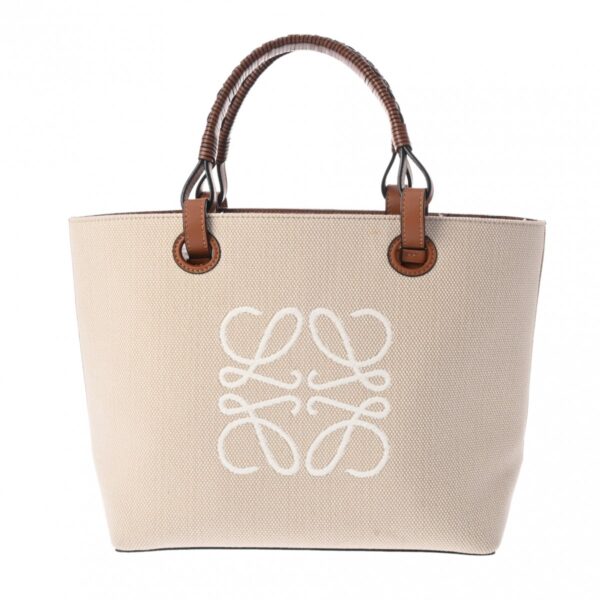 800000128716000 1 Loewe Anagram Tote Small Calf Tote Bag Ecru Tan