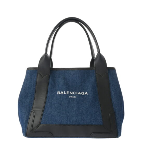 800000129223000 1 Balenciaga Navy Cabas S Denim Leather Handbag Navy