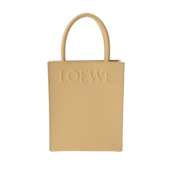 802000157381000 1 Loewe Standard A5 Tote 2WAY Sleek Calf Handbag Beige