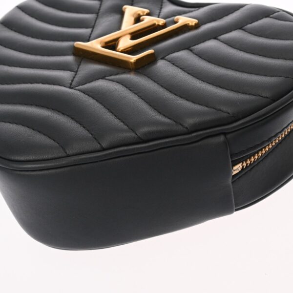 802000157586000 8 Louis Vuitton Wave Heart Leather Shoulder Bag Black