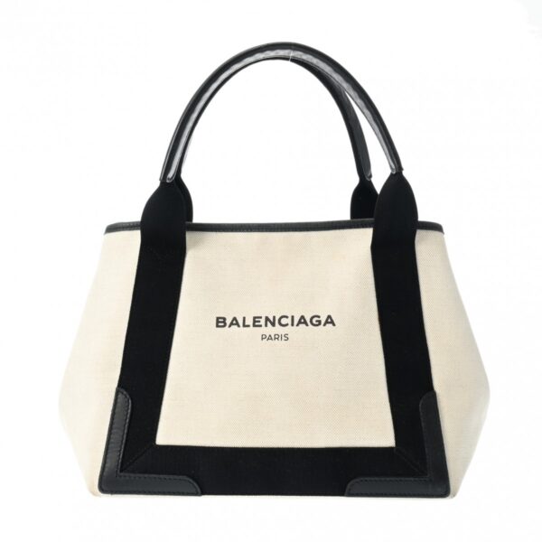 802000157856000 1 Balenciaga Navy Cabas S Leather Handbag White Black