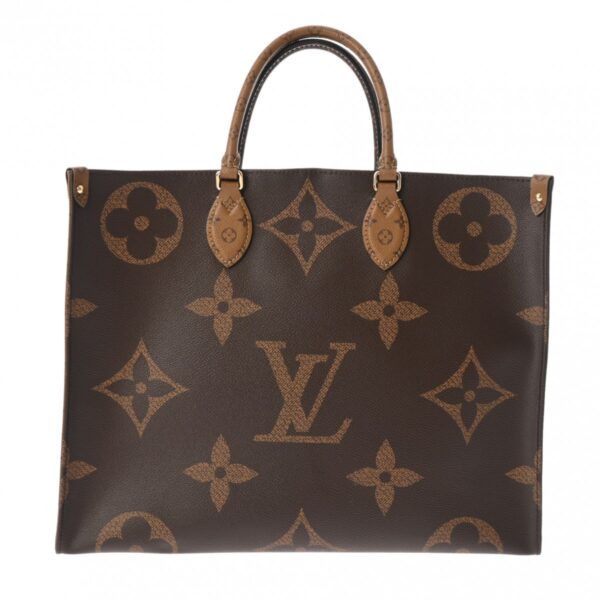 802000157910000 1 Louis Vuitton On the Go GM 2WAY Monogram Giant Reverse Handbag Brown