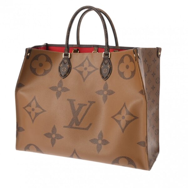 802000157910000 2 Louis Vuitton On the Go GM 2WAY Monogram Giant Reverse Handbag Brown