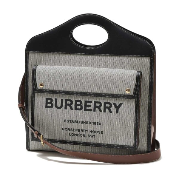 8032336 blacktan01 Burberry Pocket Bag Tote Black