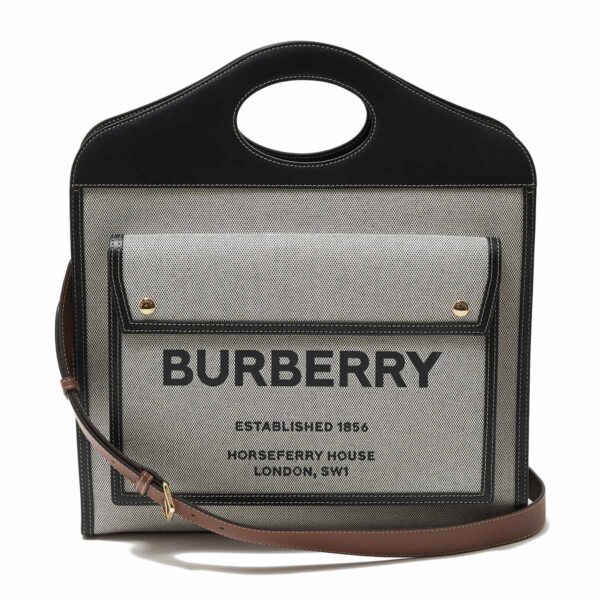 8032336 blacktan02 Burberry Pocket Bag Tote Black