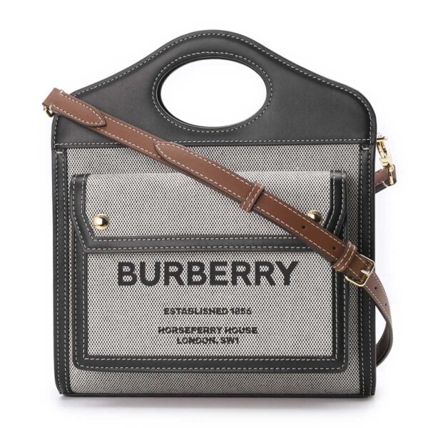 8039363 black tan02 Burberry Mini Pocket Bag Tote Black