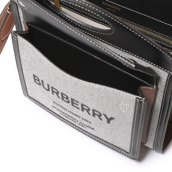 8039363 black tan06 Burberry Mini Pocket Bag Tote Black