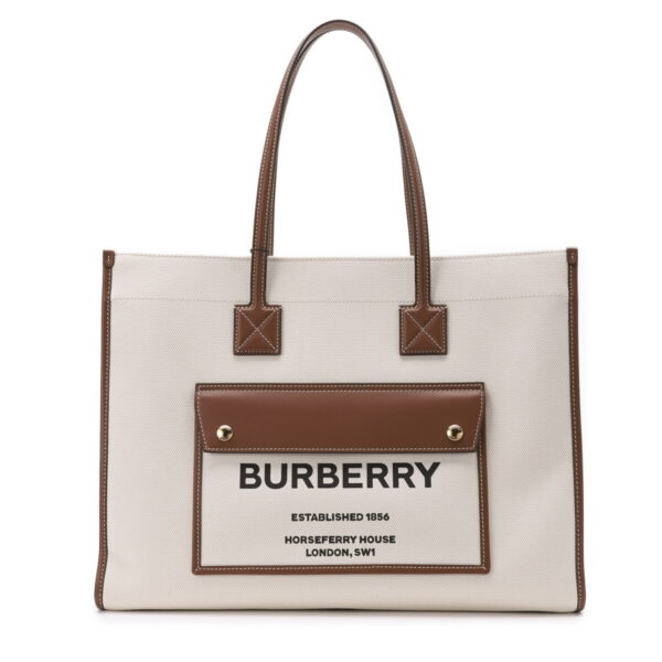 8044129 natural02 Burberry Tote Bag Leather Beige