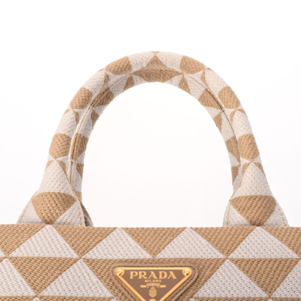 806000639982000 4 Prada Triangle Jacquard 2WAY Jacquard Tote Bag Beige