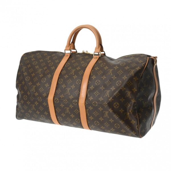 806000640188000 2 Louis Vuitton Keepall Bandouliere 55 Monogram Bag Brown