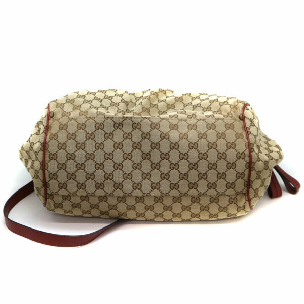 8697 5 Gucci Sookie Diamante Tote Bag Canvas Leather Beige Wine Red