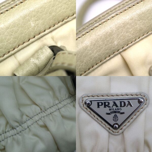 8723 9 Prada Handbag Nylon Leather Cream