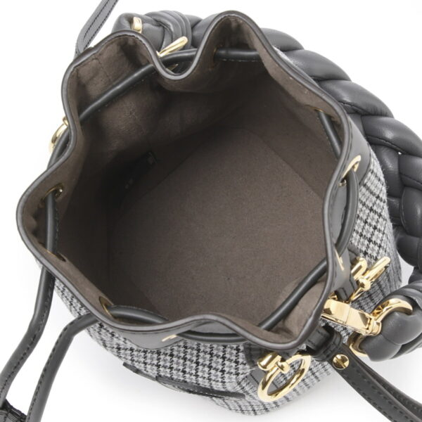 8bs010 almy05 Fendi Mini Mon Tresor Leather Bucket Bag Gray