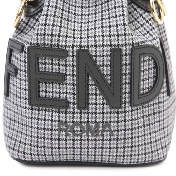 8bs010 almy09 Fendi Mini Mon Tresor Leather Bucket Bag Gray