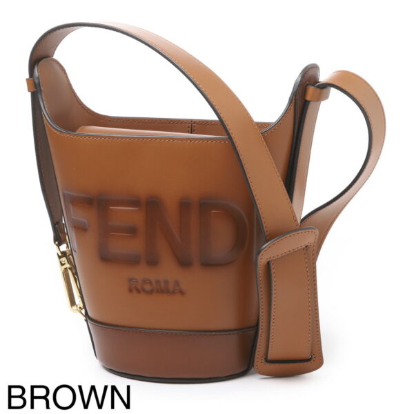 8bt348 ac9l13 Fendi Bouquet Leather Shoulder Bag Brown