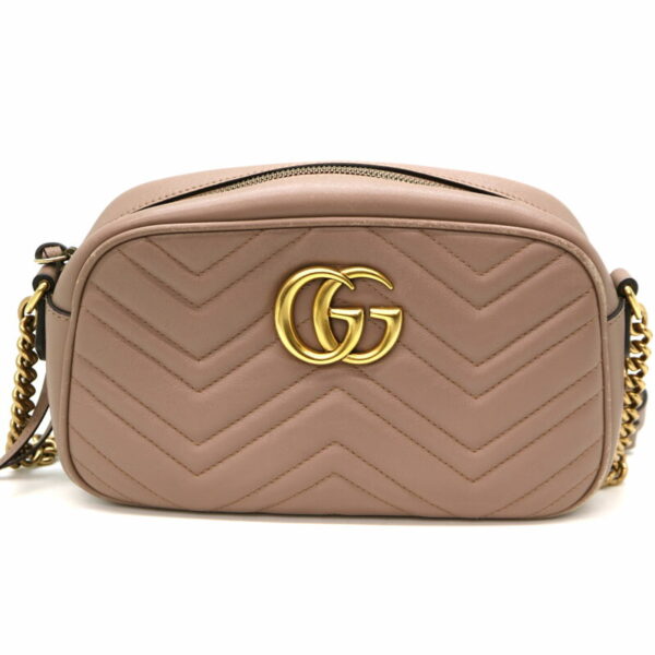 9725 1 Gucci Quilted Small Shoulder Bag GG Marmont Leather Beige