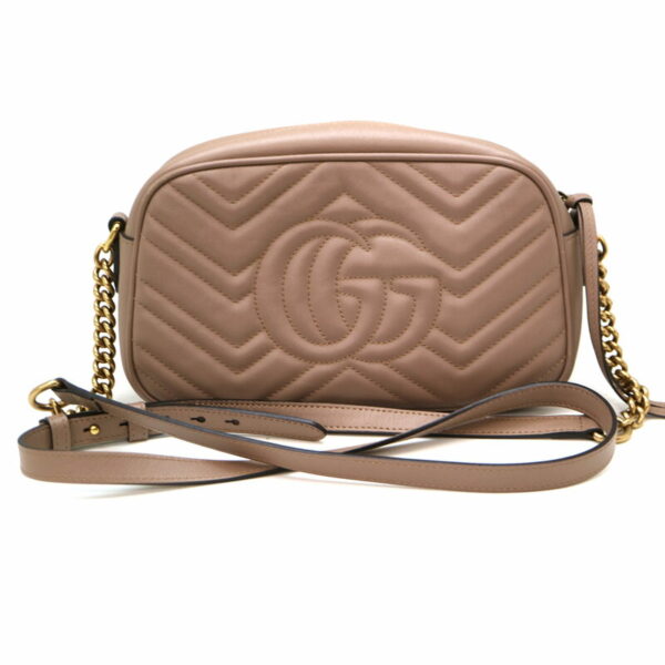 9725 2 Gucci Quilted Small Shoulder Bag GG Marmont Leather Beige