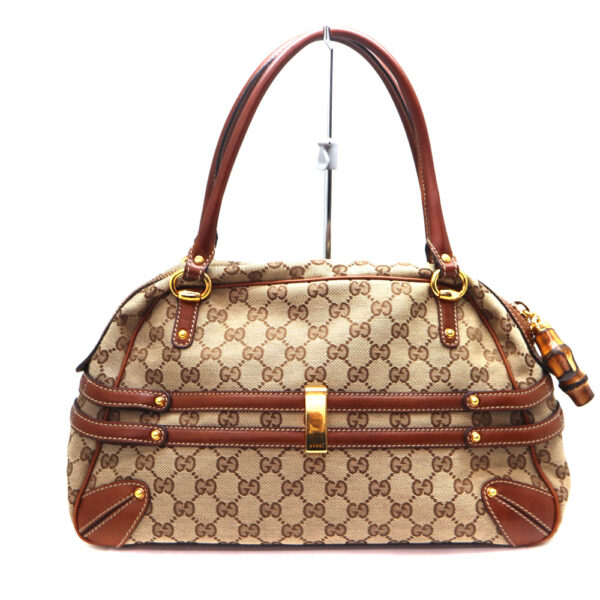 999 2 Gucci Tote Bag Canvas Leather Beige Brown