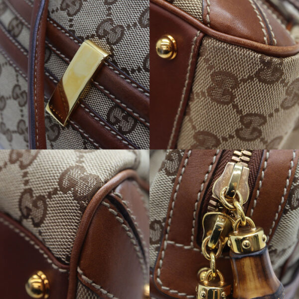 999 7 Gucci Tote Bag Canvas Leather Beige Brown