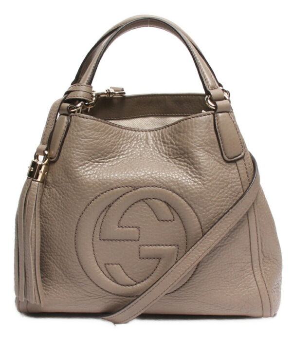 a158384002 1 Gucci Greige Tassel Soho Leather 2way Handbag