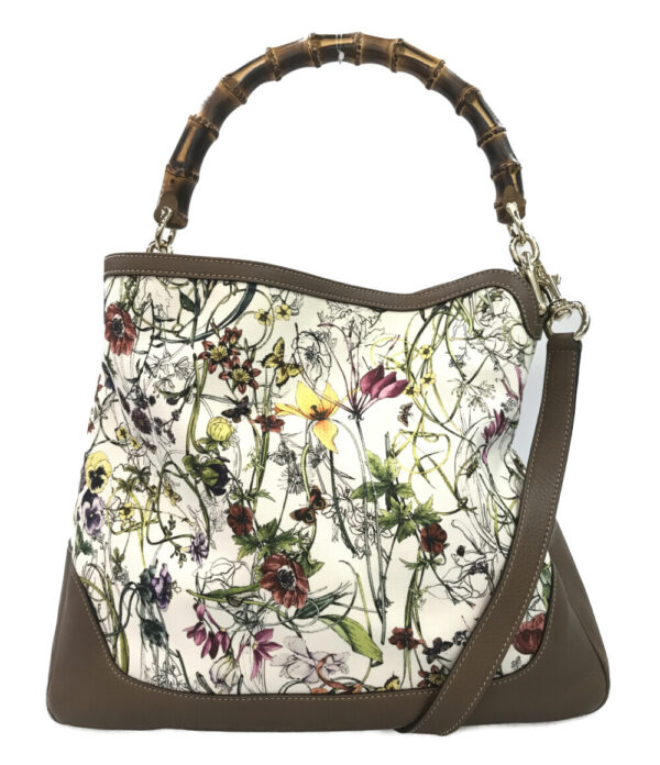 a168686001 1 Gucci 2way Handbag Crossbody Floral Pattern Bamboo Leather