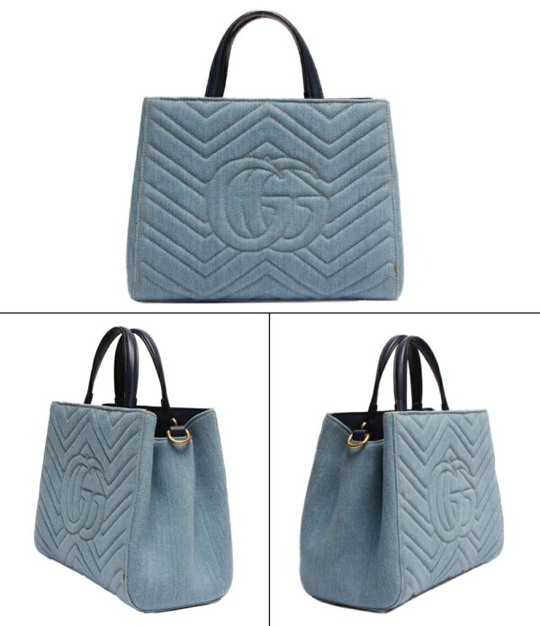 a169129011 2 Gucci 2way Handbag Shoulder Bag Quilted Denim GG Marmont